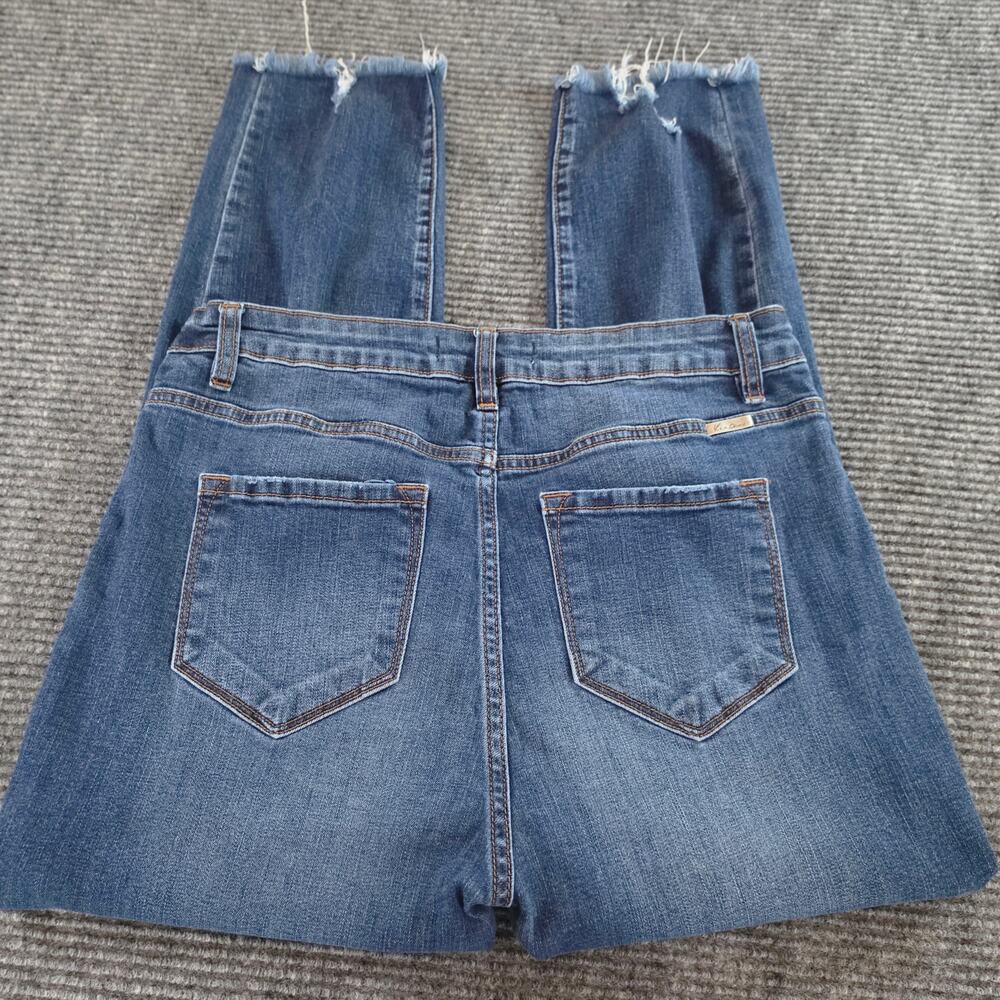 KanCan Size 13/30 Distressed Fringe Hem Button Fly Ankle Skinny Denim Blue Jeans